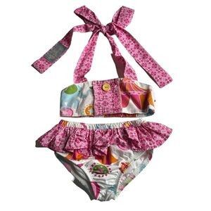 Eleanor Rose 2pc Ruffle Bikini swimsuit Size 2 Circus
